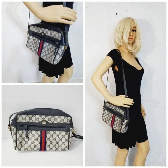 GUCCI Authentic Vintage Ophidia blue web  GG pvc leather web  bag - Picture 3 of 16